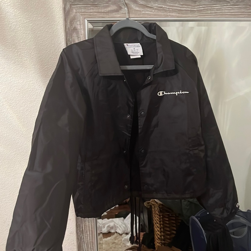 Womens Champion black cropped windbreaker